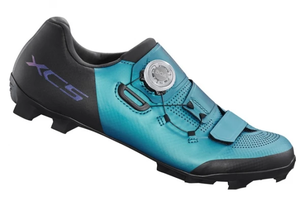 Paire De Chaussures VTT Femme Shimano XC502 Vert Océan Gris / Violet 1 Paire De Chaussures VTT Femme Shimano XC502 Vert Océan Gris / Violet